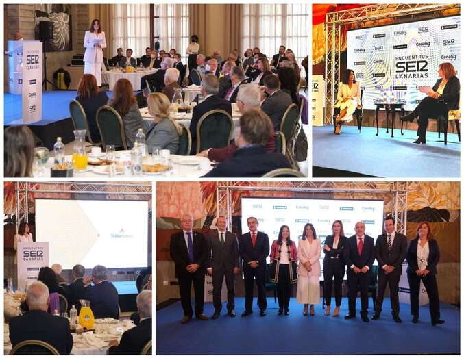 Collage de fotos de la intervención de la alcaldesa en el Encuentro Ser Canarias/TA.